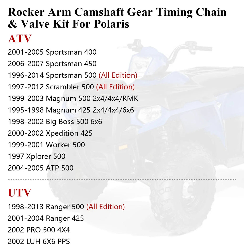 Rocker Arm Cam Chain & Valve Kit for Polaris Sportsman 400 450 500 (2003–2013)