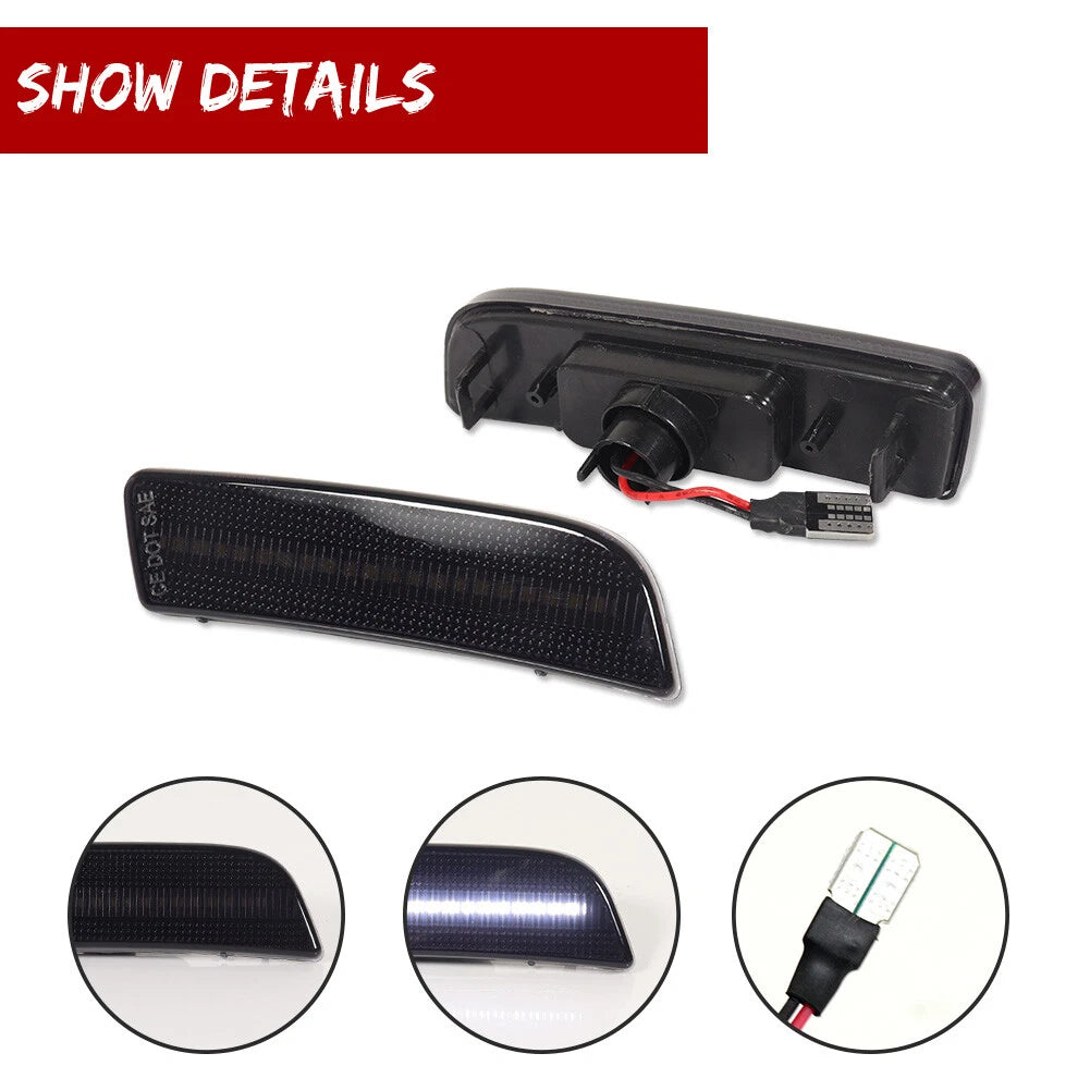 2X Smoked White LED Front Side Marker Lights for VW Tiguan (2009–2017)