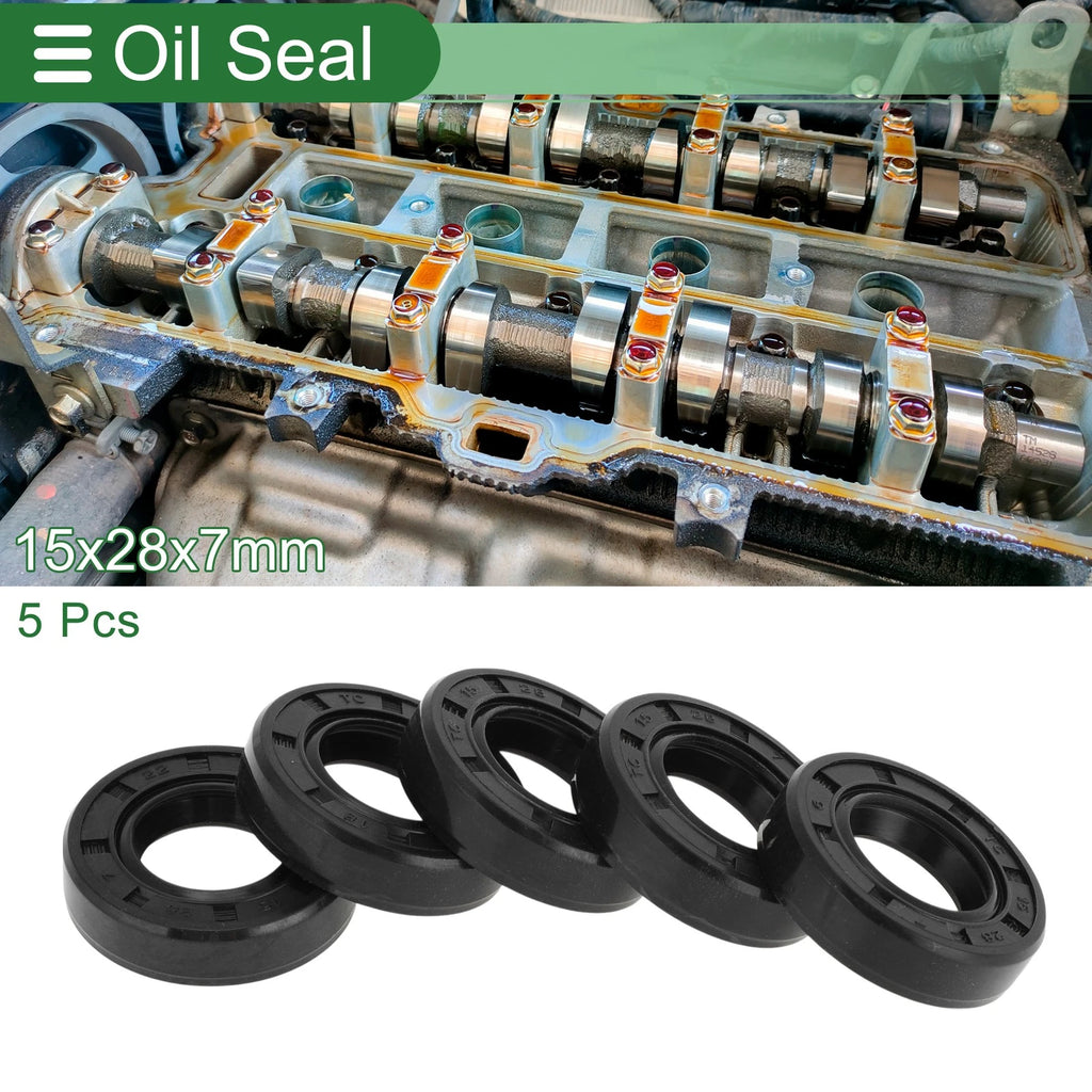 Set of 5 Oil Seal Rotary Shaft Seal NBR Rubber 15x28x7mm