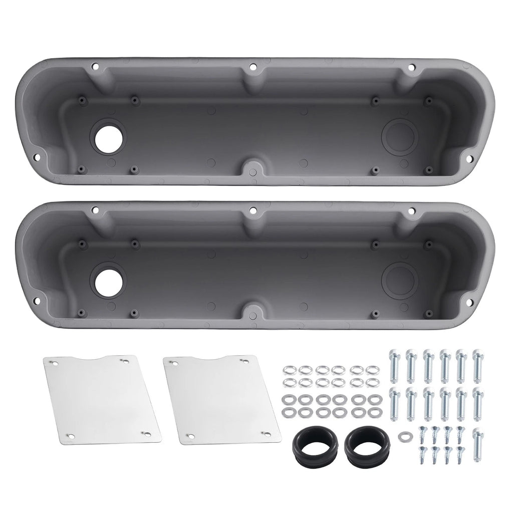Aluminum Finned Valve Cover Set for Ford 289 302 351W (1962–1985) Black