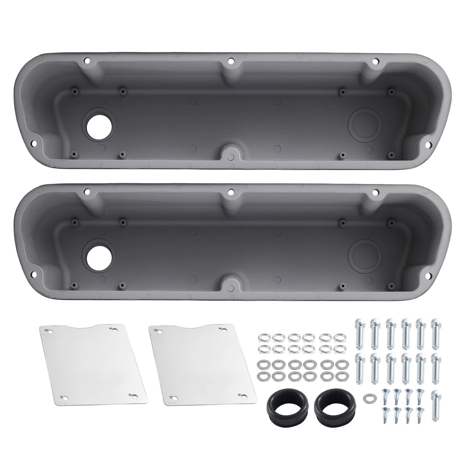 Aluminum Finned Valve Cover Set for Ford 289 302 351W (1962–1985) Black