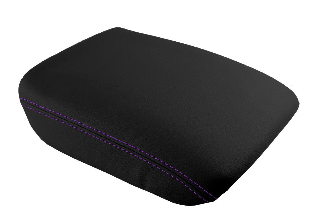 Leather Console Lid Armrest Cover for Honda Pilot (2003–2008) Purple Stitch