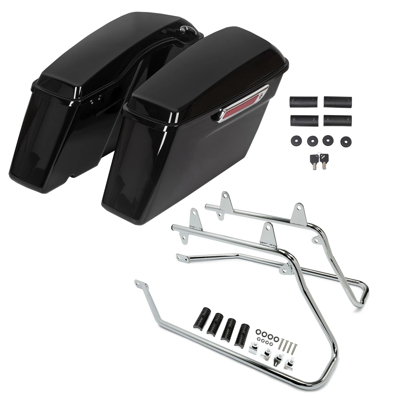 Hard Saddlebags with Chrome Brackets for Harley Softail Fatboy (1990–2023)
