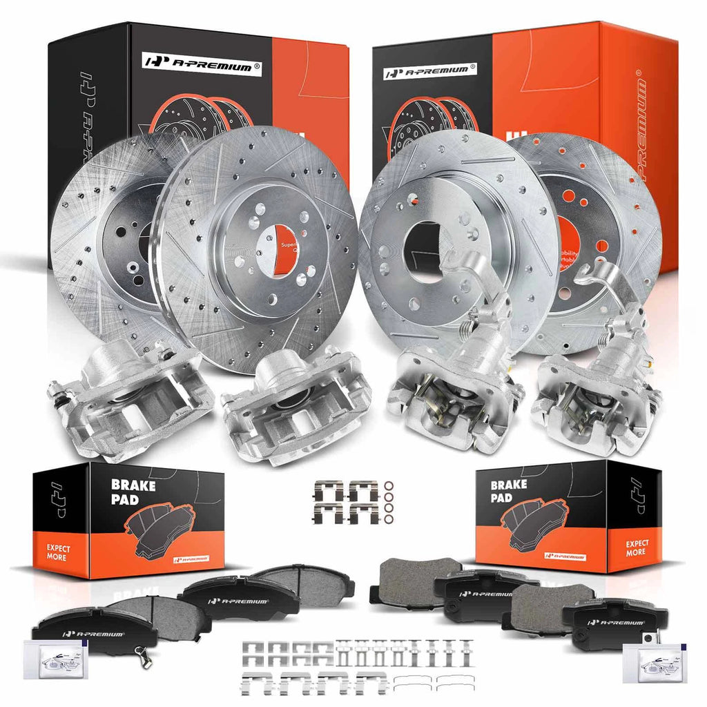 Set of 16 Drilled Brake Rotors & Pads for Honda Accord