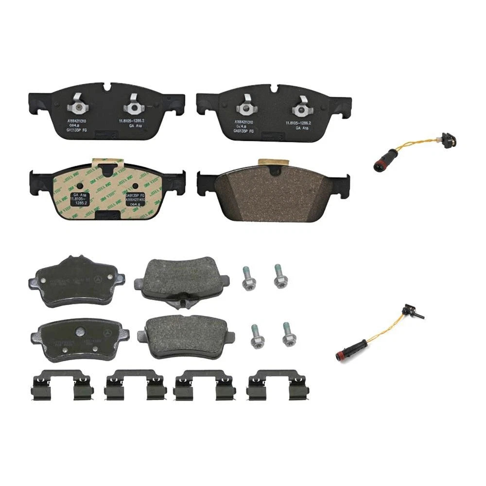 Set of 4 Disc Brake Pads & Sensors for Mercedes X166 W166 (2012–2019)
