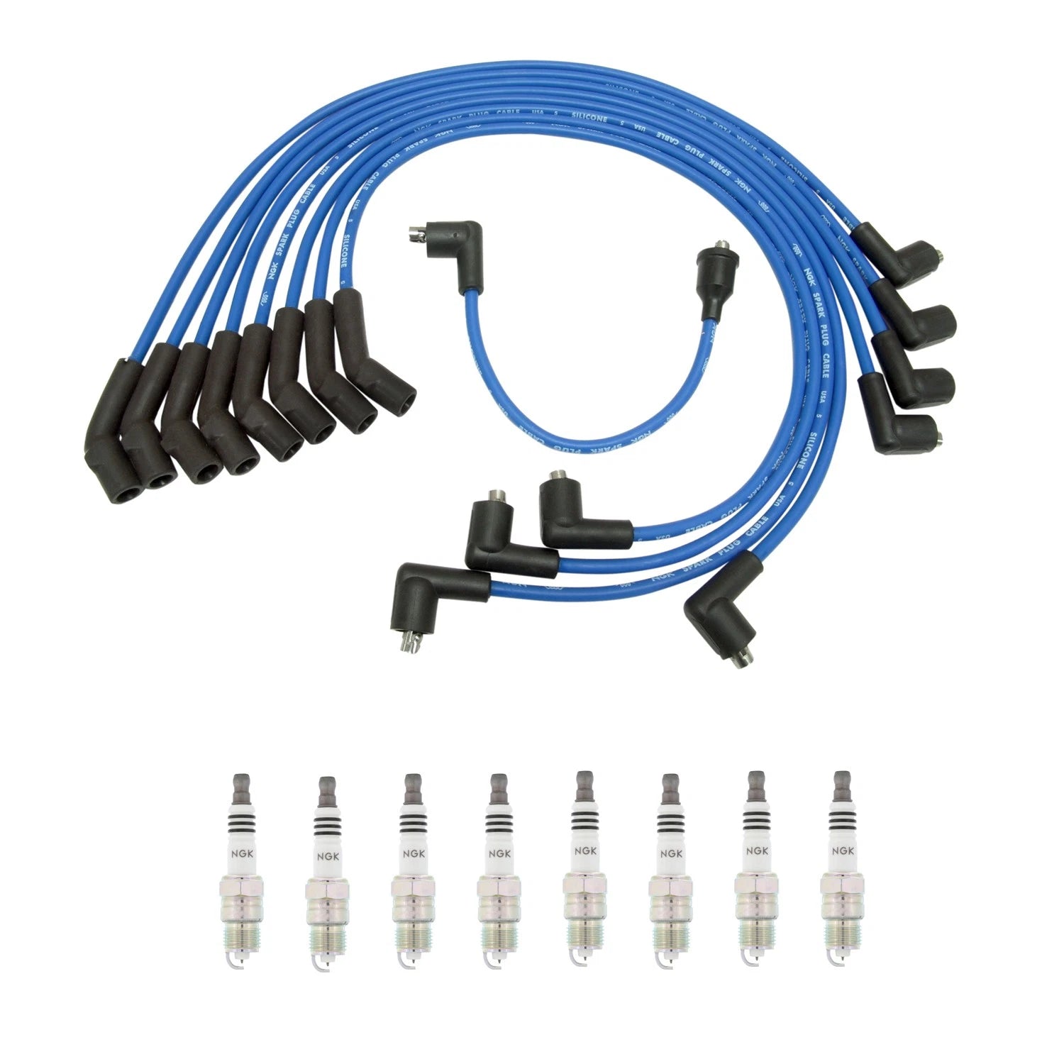 Set of 8 NGK Iridium IX Spark Plugs & Wire Set for Ford Mustang (1970–1972)