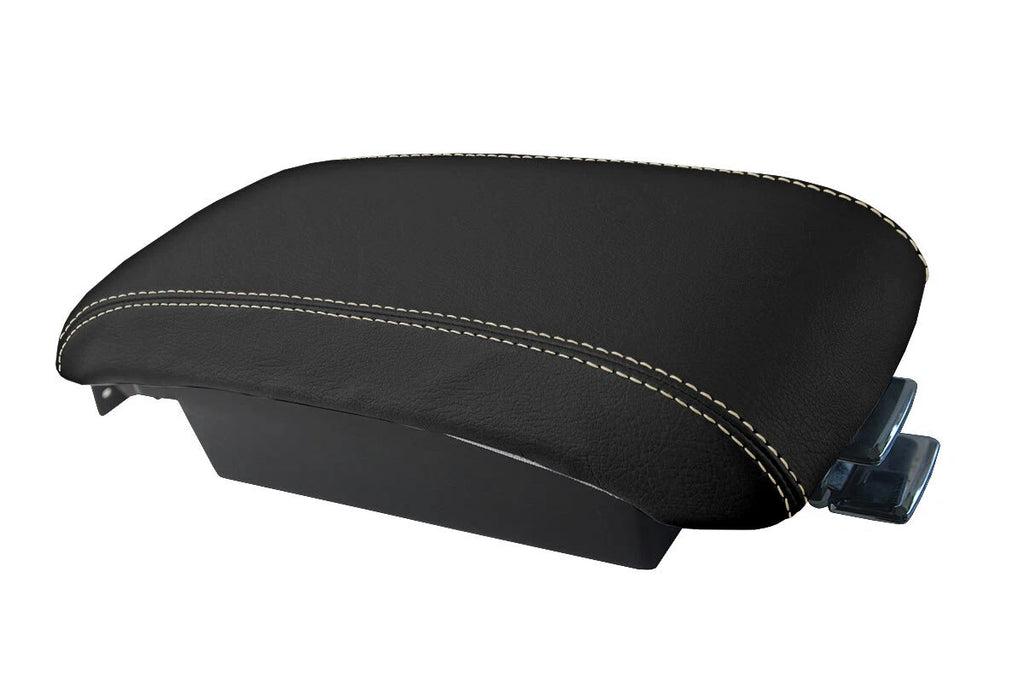 Leather Console Lid Armrest Cover for Lincoln MKX (2007–2010) Beige Stitch