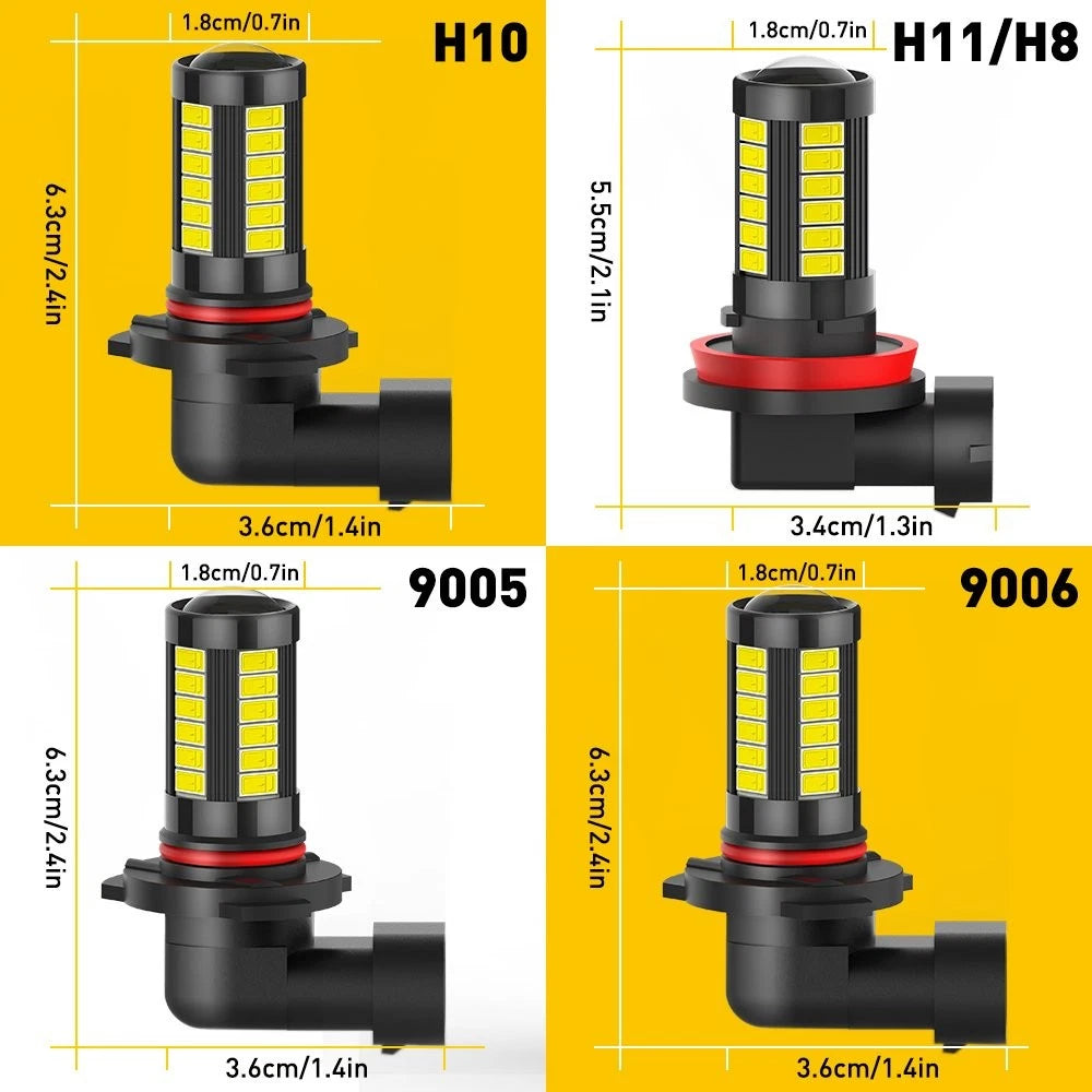 H11 LED Fog Light Bulbs for Make Model (YYYY–YYYY) - 2000LM 6000K White