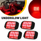 4X Pure Red LED Rock Lights for Universal Vehicles (Waterproof)