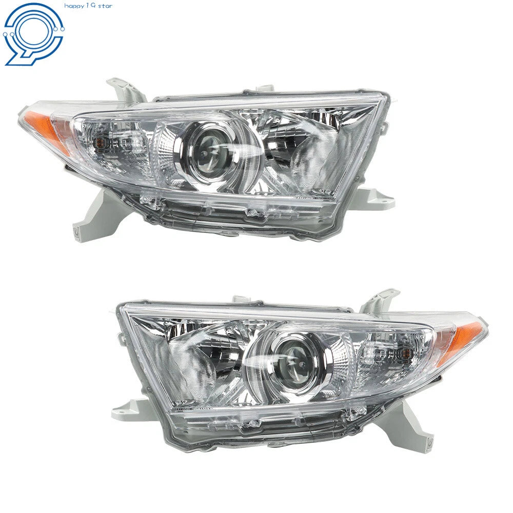 Halogen Headlight Set for Toyota Highlander (2011-2013) Chrome Housing