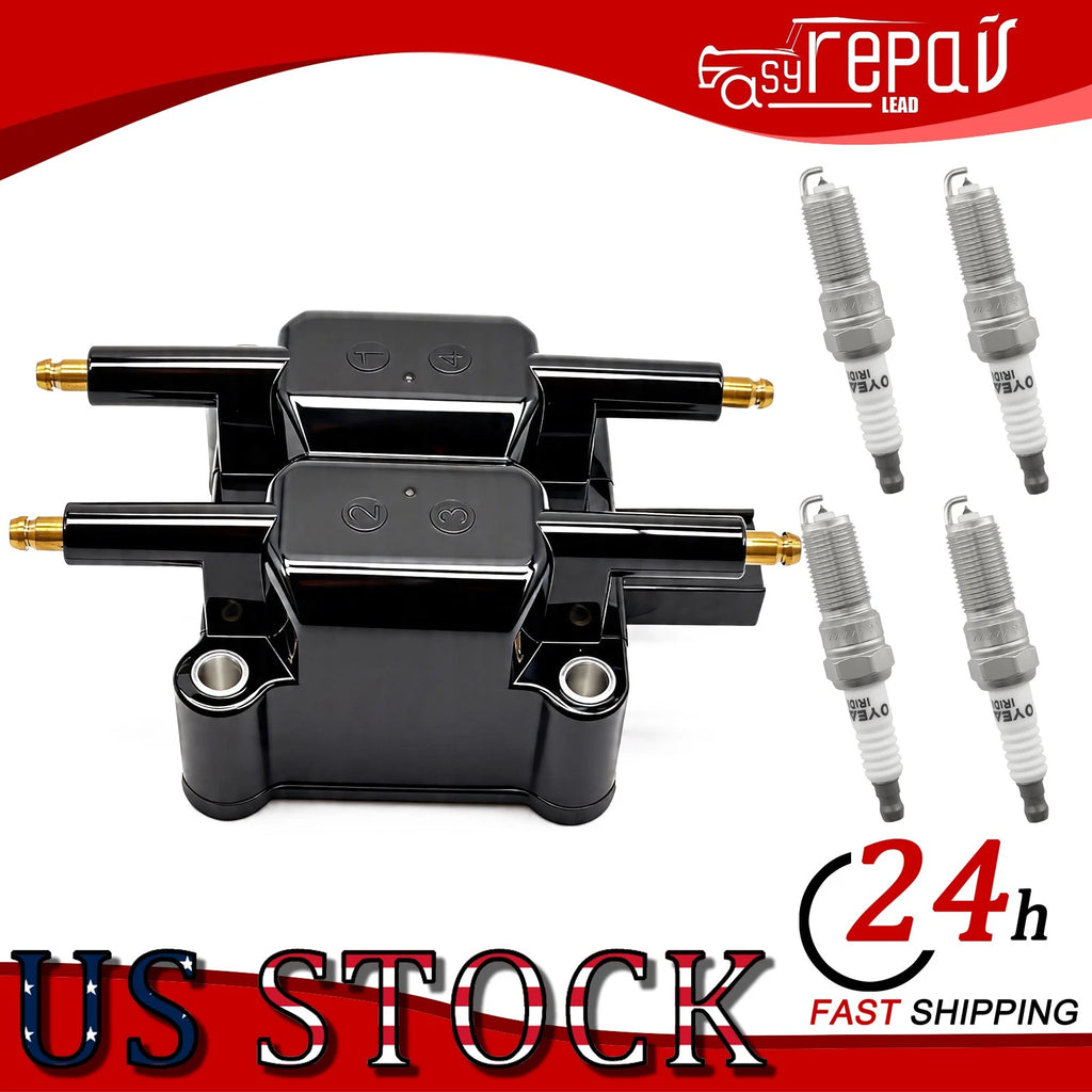 Ignition Coil & 4x Iridium Spark Plugs for Dodge Caravan Neon (1995–2005)