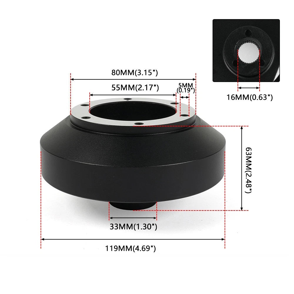 14" Black Steering Wheel Quick Release Hub Adapter for Nissan 350Z G35