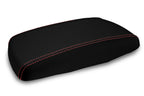 Console Lid Armrest Cover for Hyundai Genesis (2009–2014) Carbon Fiber Red Stitch