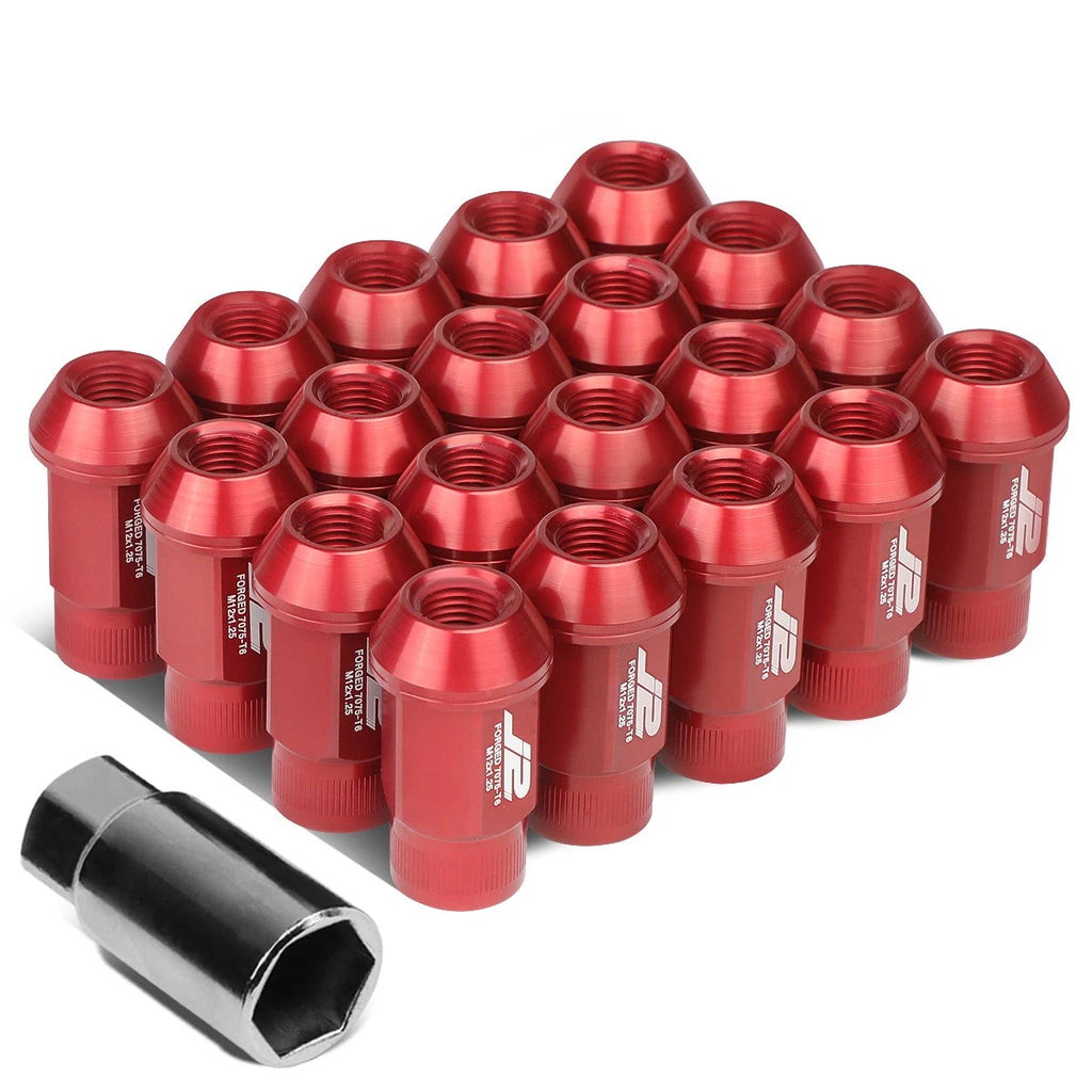 Set of 20 J2 7075 Forged Aluminum M12x1.25 Open-End Lug Nuts for