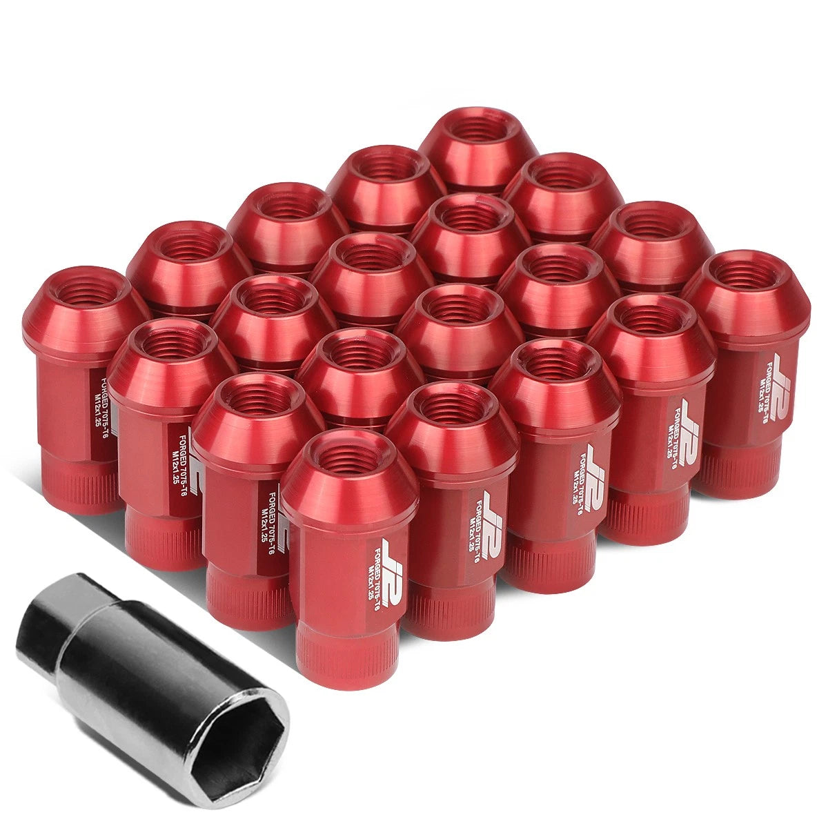Set of 20 J2 7075 Forged Aluminum M12x1.25 Open-End Lug Nuts for