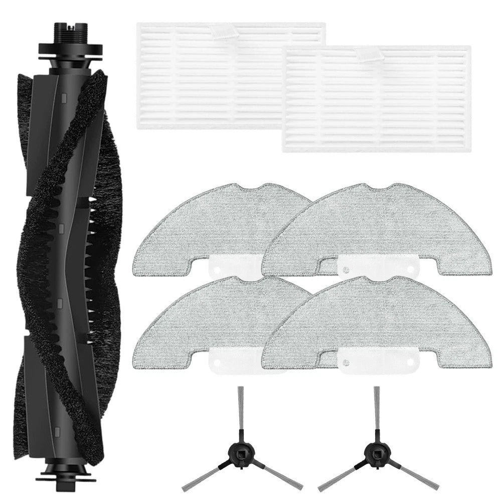 Main Brush 2 Side Brushes 2 Filters 4 Mop Cloths for Proscenic Q20 Plus
