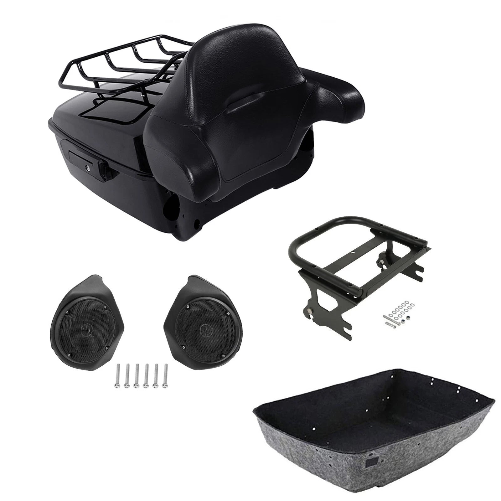 Trunk Backrest Rack Speakers for Harley Touring Models (1997–2008)