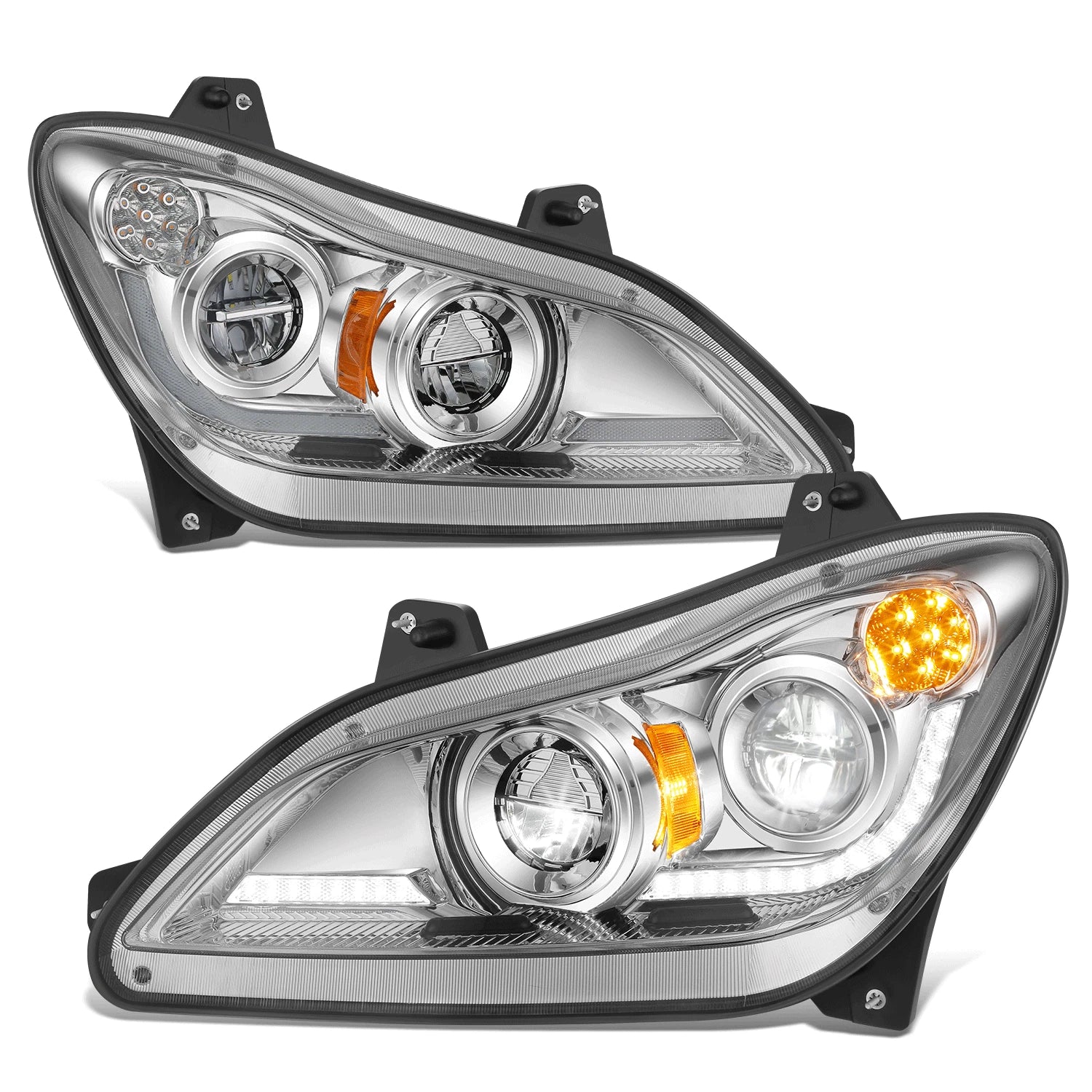 LED Headlight Assembly for Kenworth T680 (2022–2025) - Black Chrome 3D