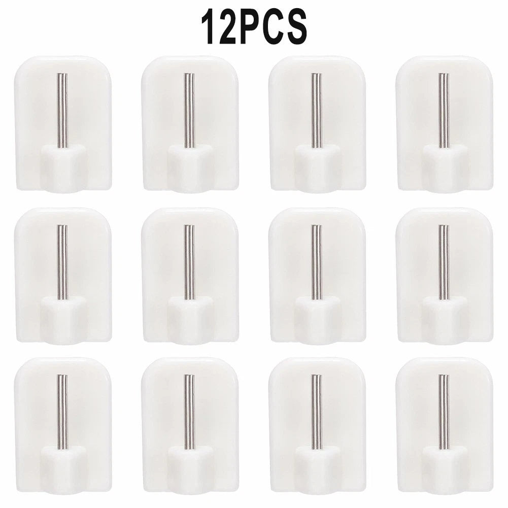 Set of 12 Self-Adhesive Curtain Hooks for Curtain Rods