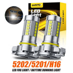 Set of 2 H16 5202 LED Fog Light Bulbs for EV (6500K, 12W, 2000LM)