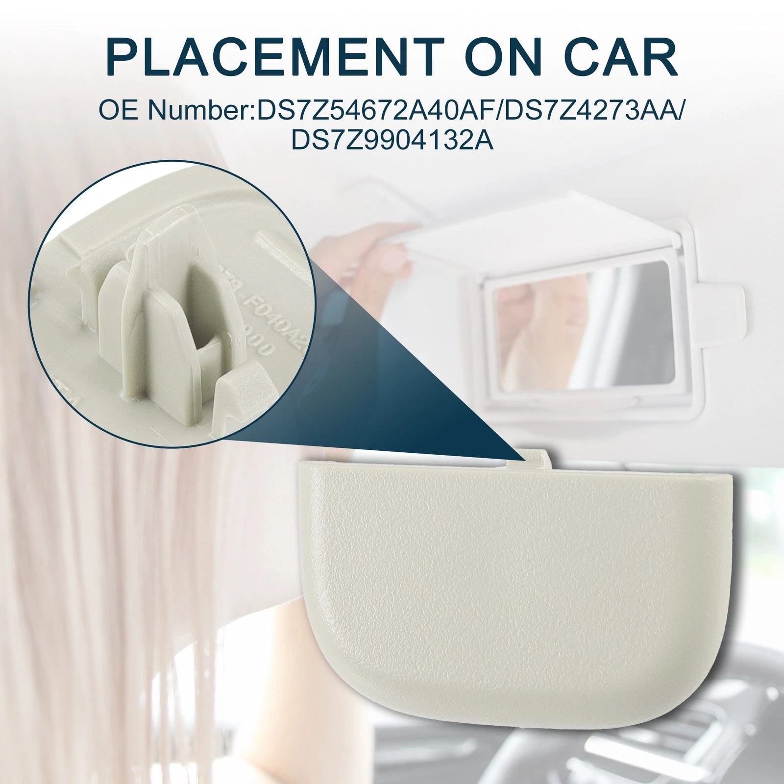 Makeup Mirror Cover Sun Visor Cap Clip for Ford Edge (2015–2023) - DS7Z4273AA