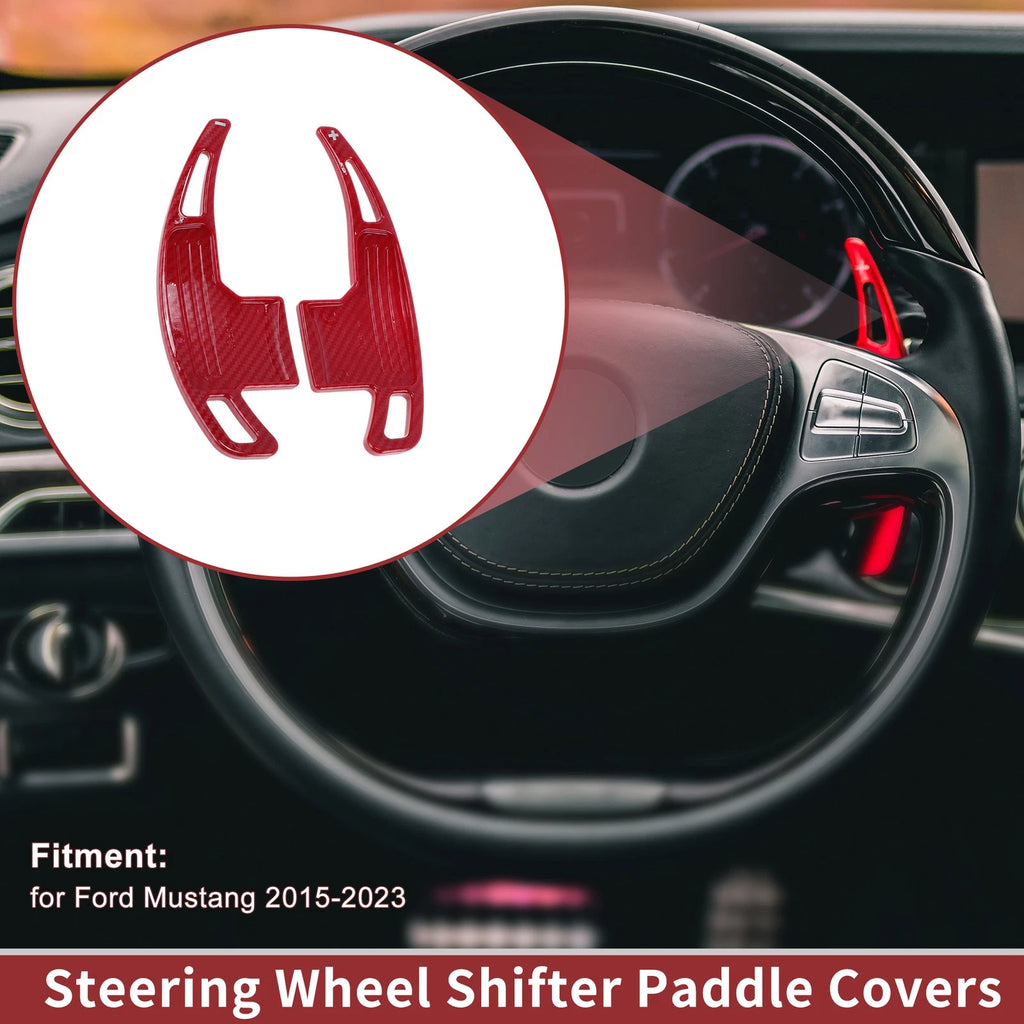 Set of 2 Red Plastic Steering Wheel Paddles for Ford Mustang (2015–2023)