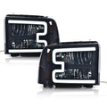 LED DRL Smoke Lens Black Headlights for Ford F250 F350 Super Duty (2005–2007)