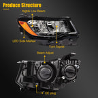 Headlight Assembly for Jeep Compass (2017–2021) Halogen Black Reflector