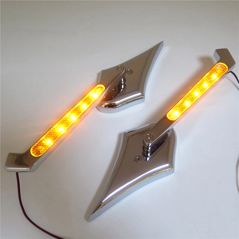 Spike Diamond LED Turn Signal Integrated Mirrors for Harley Touring Dyna (All Years)