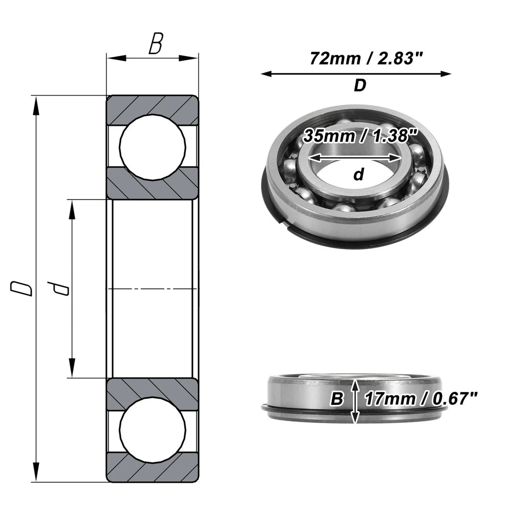 6207NR Deep Groove Ball Bearing for Various Models (35x72x17mm)