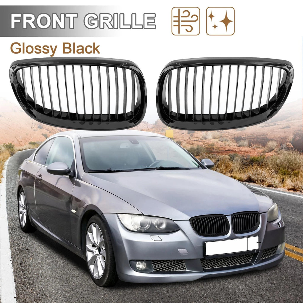 Pair Front Kidney Grille Gloss Black for BMW E92 (2007–2010)
