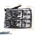 Clear Chrome LED DRL Headlights for Chevy Silverado 1500 2500 3500 (2007–2014)