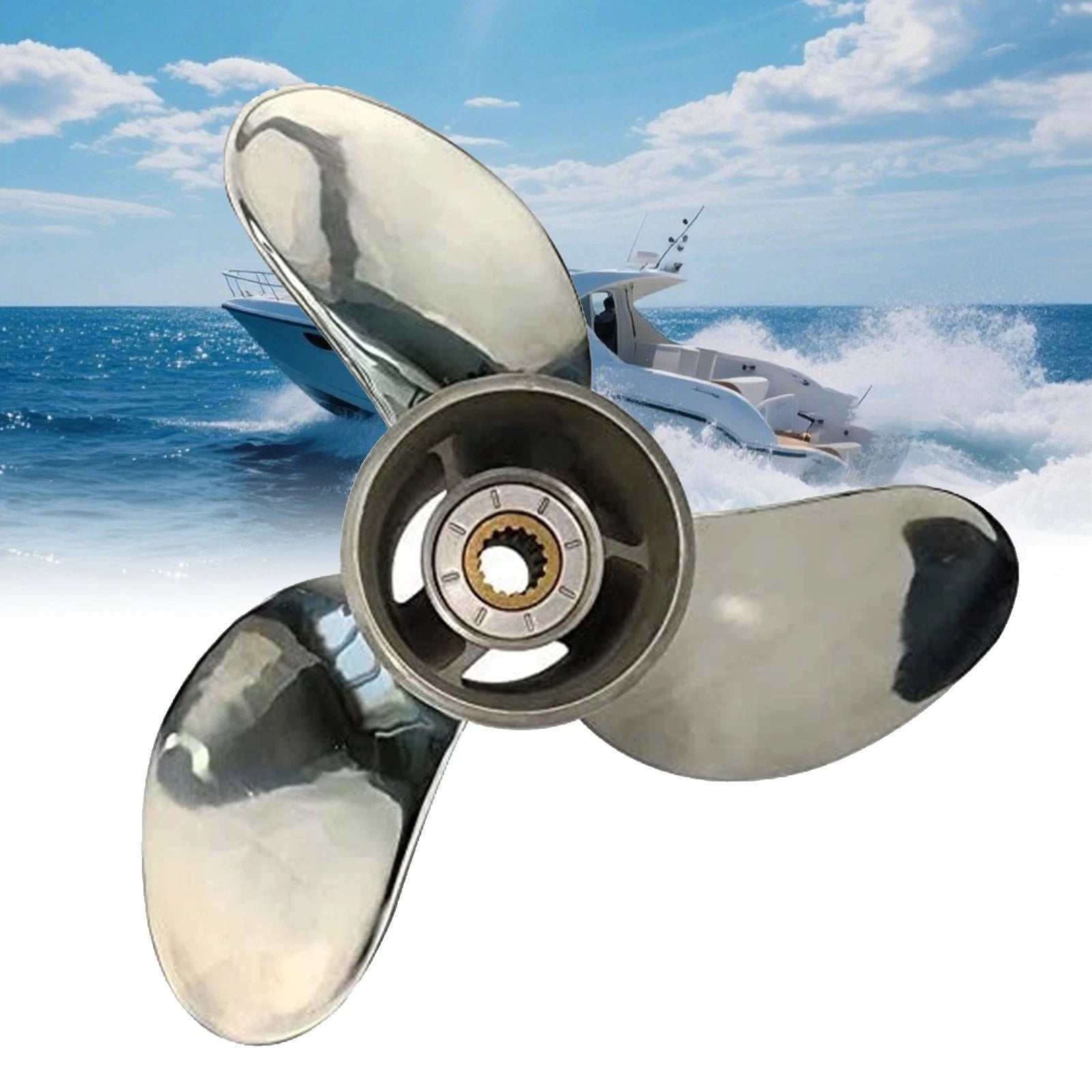 14 x 19 Stainless Steel Boat Propeller for Suzuki 50-140HP (15 Spline, RH)