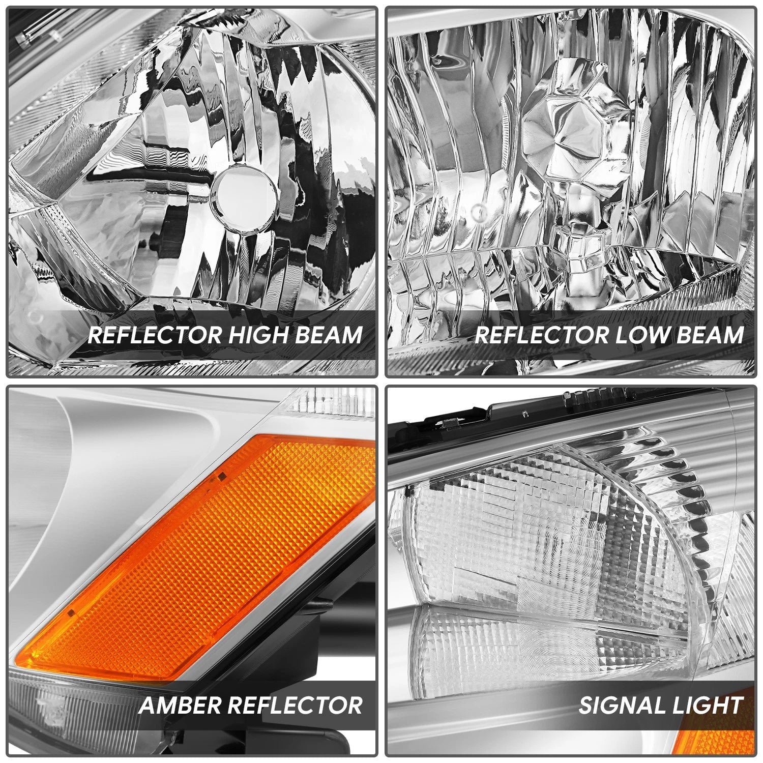 Pair of Chrome Housing Amber Corner Headlights for Honda Accord (2003–2007)