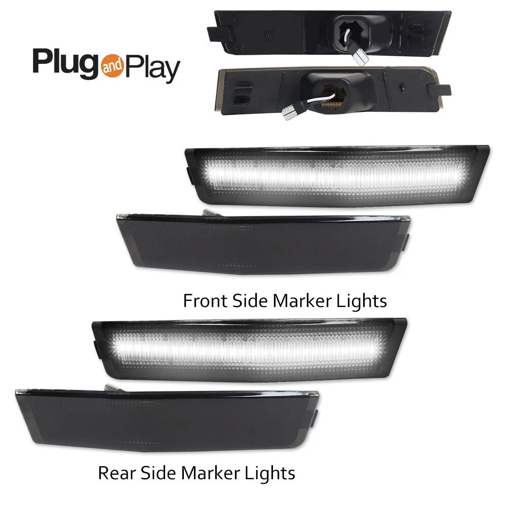 Set of 4 Smoke Lens White LED Side Marker Lights for Lincoln MKX (2007–2010)