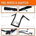 16" Black Pre-Wired 25mm Ape Hanger Handlebar for Harley Road King (2014–2015)