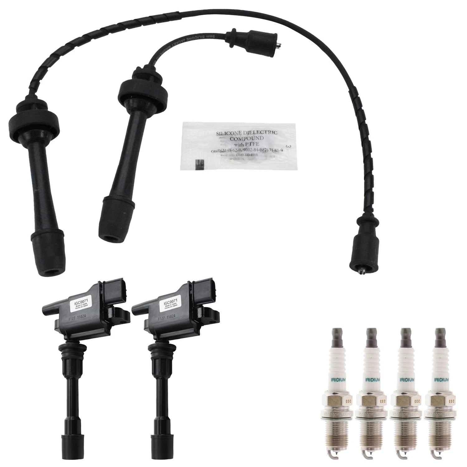 Set of 2 Ignition Coils & 4 Iridium Spark Plugs for Mazda Protege
