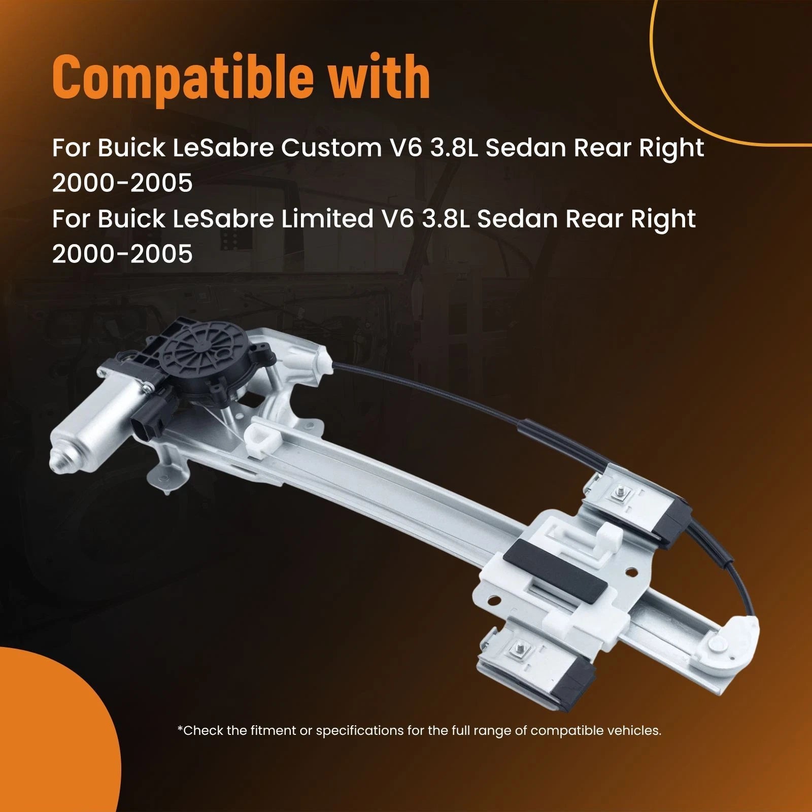 Electric Window Regulator & Motor Assembly Rear Right for Buick LeSabre (2000–2005)