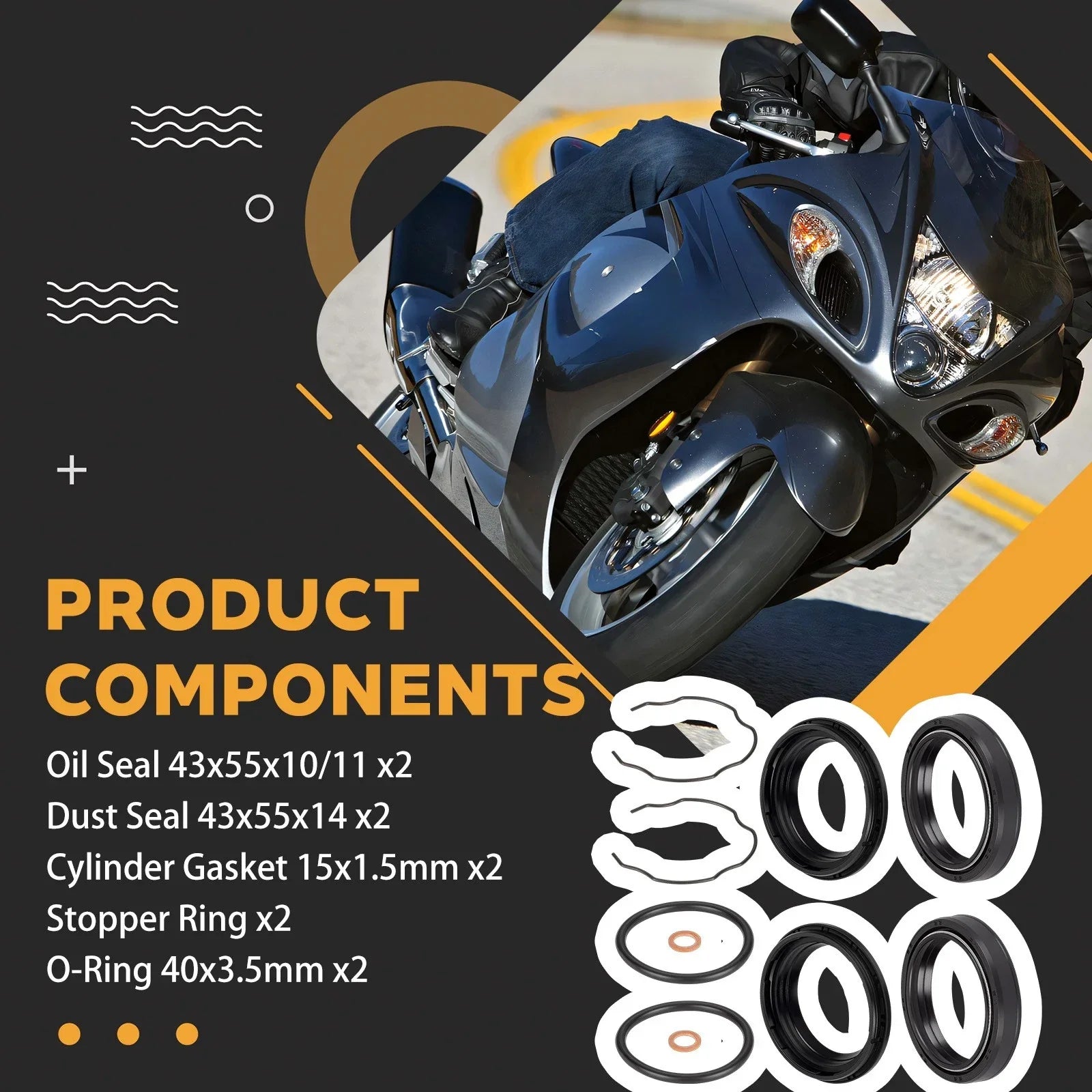 Front Fork Dust Oil Seals for Suzuki GSXR1000 GSX1300R Hayabusa