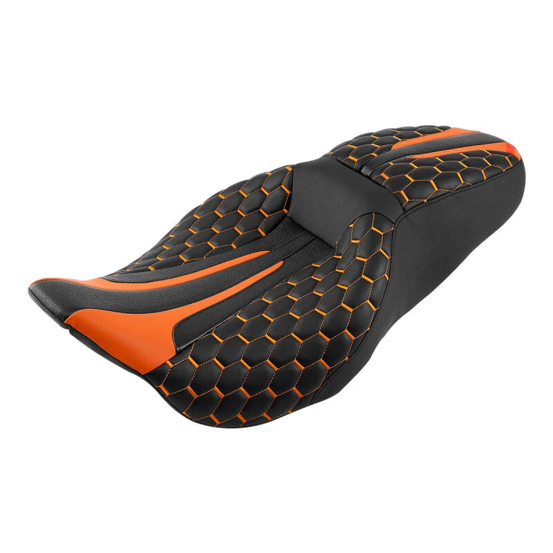 Driver Passenger Seat for Harley Touring Models (2009–2023) Black Orange