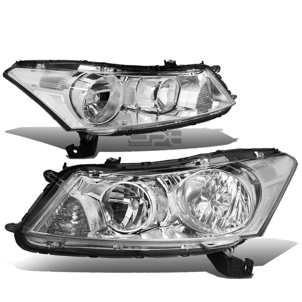 Pair Chrome Housing Clear Corner Headlights for Honda Accord Sedan (2008–2012)