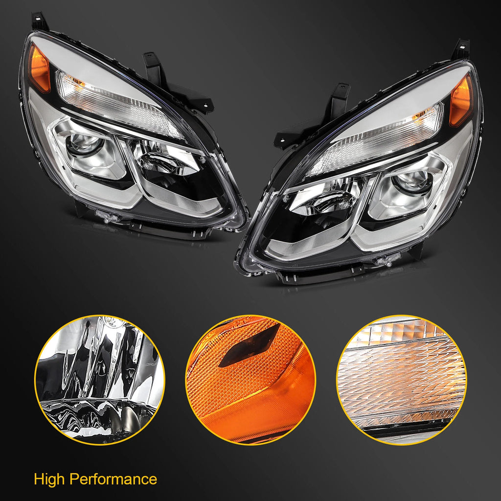 Headlight Assembly for Chevy Equinox (2016–2017) Chrome Housing L+R