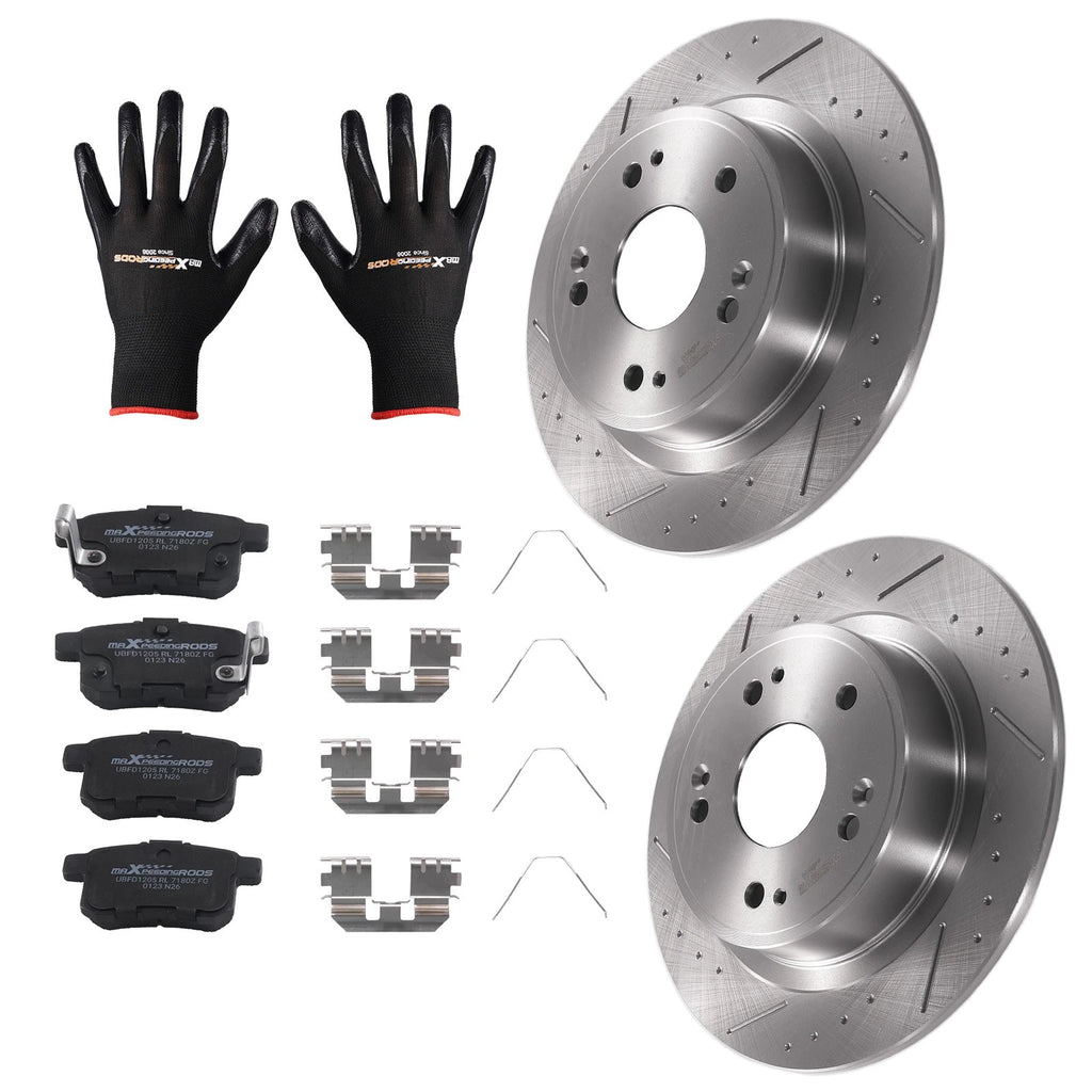 Rear Brake Rotors & Ceramic Pads Kit for Acura TSX (2009–2014) Honda Accord (2008–2017)