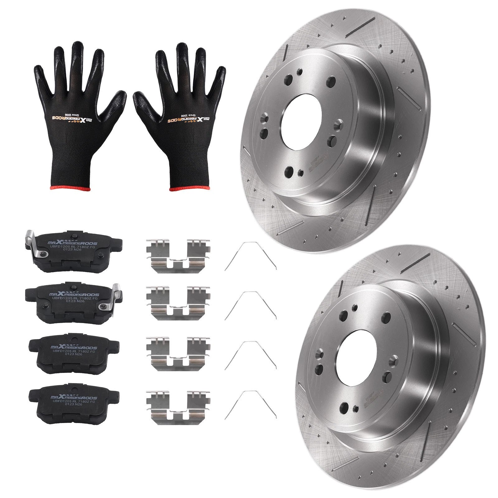 Rear Brake Rotors & Ceramic Pads Kit for Acura TSX (2009–2014) Honda Accord (2008–2017)