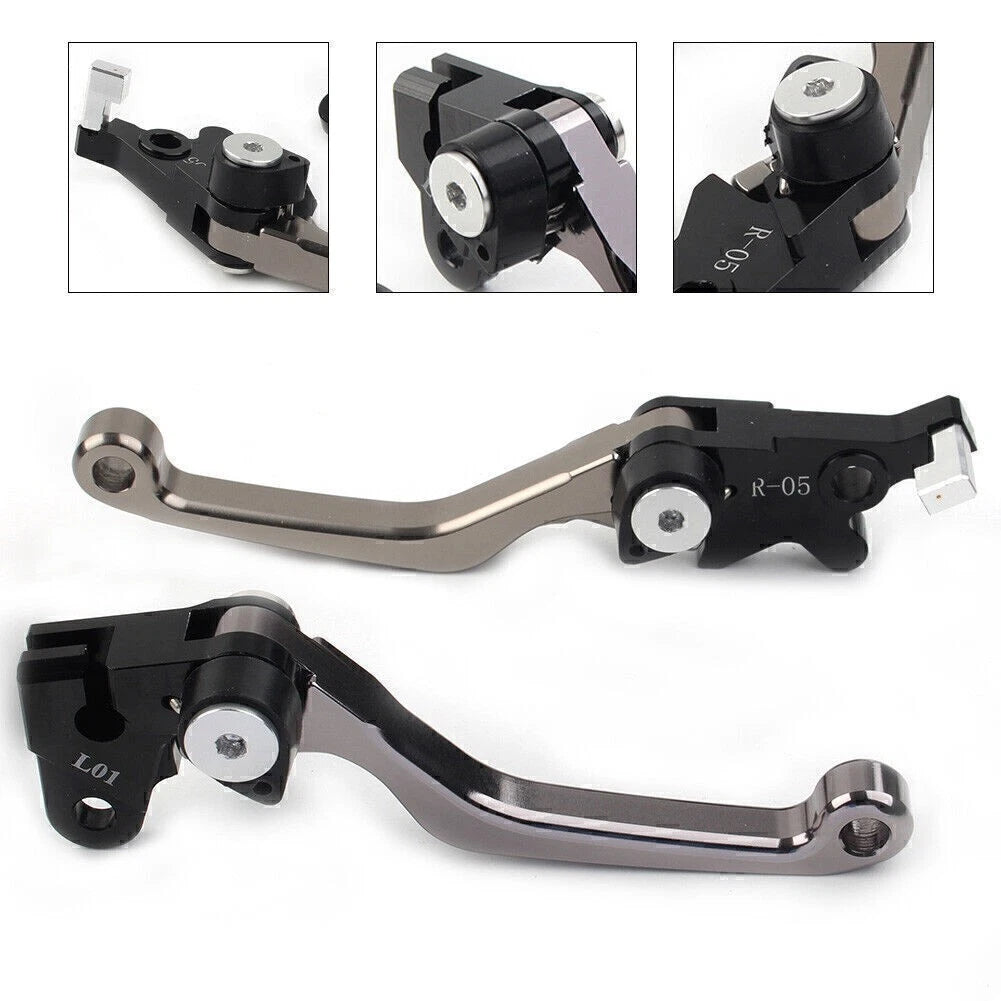 2X CNC Pivot Brake Clutch Levers for Honda XR250 XR400 (1995–2007) Aluminum Grey