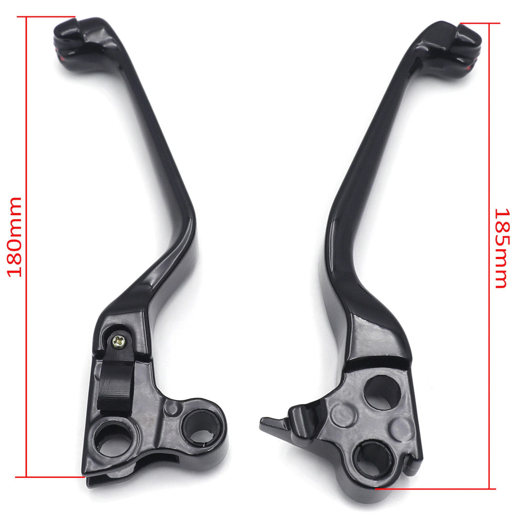 Black Smooth Skull Wide Blade Levers for Harley XL/Dyna/Softail (1996–2014)