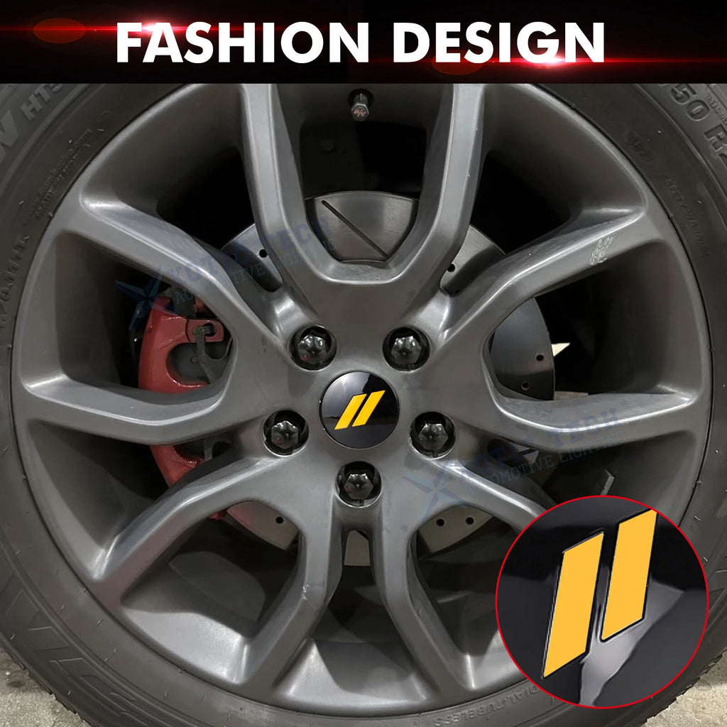 4 PCS 63mm 2.5" Yellow Wheel Center Cap Covers for Dodge (2010-2024)
