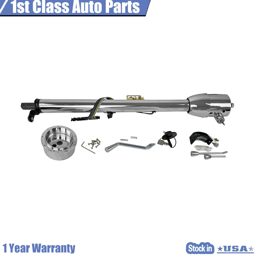 33" Chrome Tilt Steering Column Automatic Shift w/ Key for Chevy Pontiac