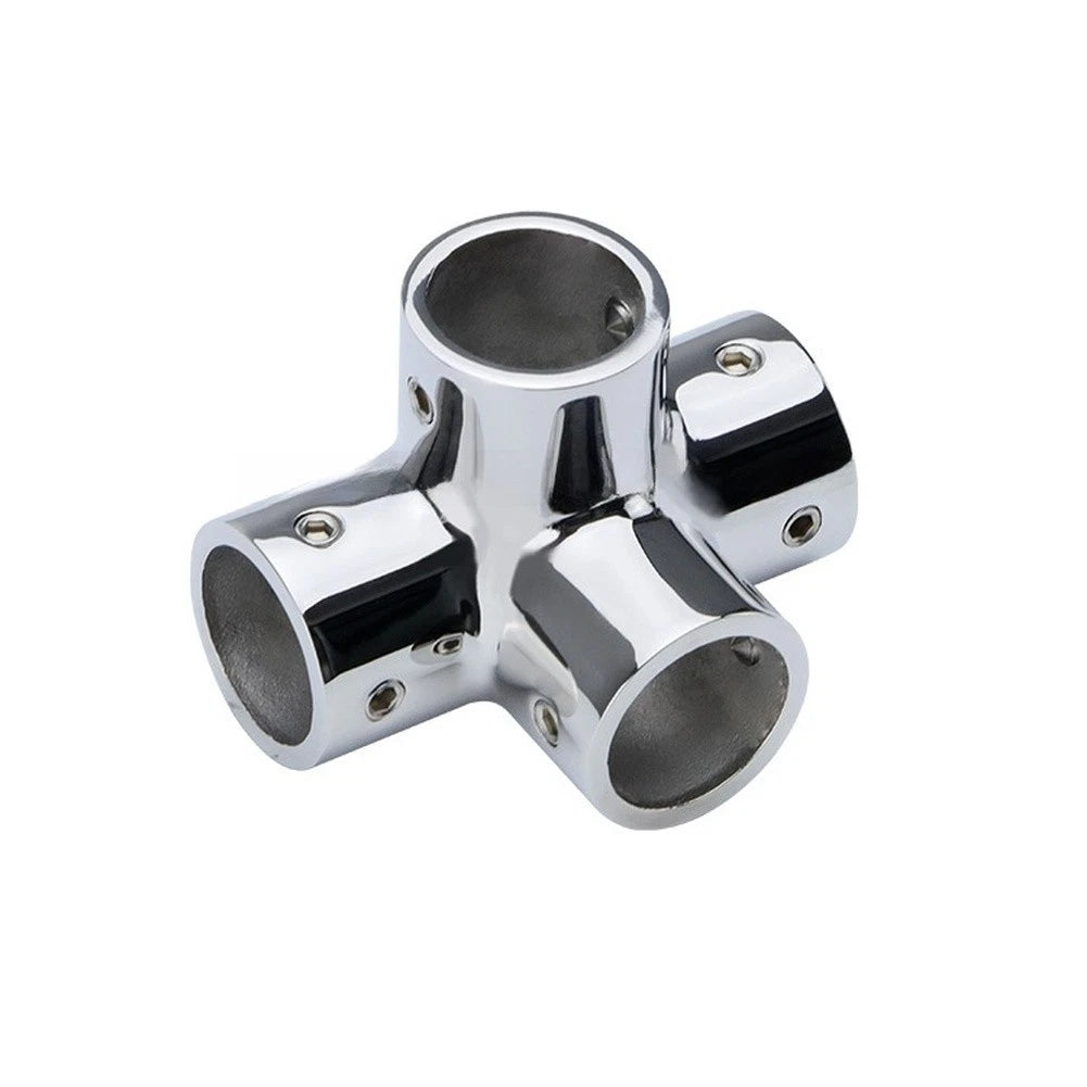 Marine Four Way Rail Fitting for Boat Pipe Connections (316 Stainless Steel)