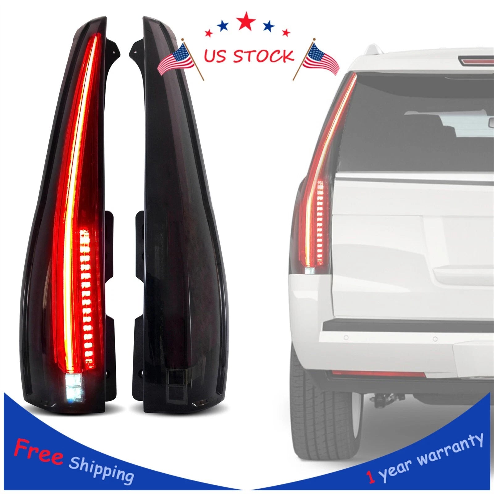 Smoked Tinted LED Tail Lights for Cadillac Escalade (2007–2014)